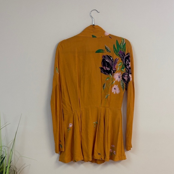 Free People Mustard Gemma mini Floral Dress retail $108USD - Picture 2 of 6